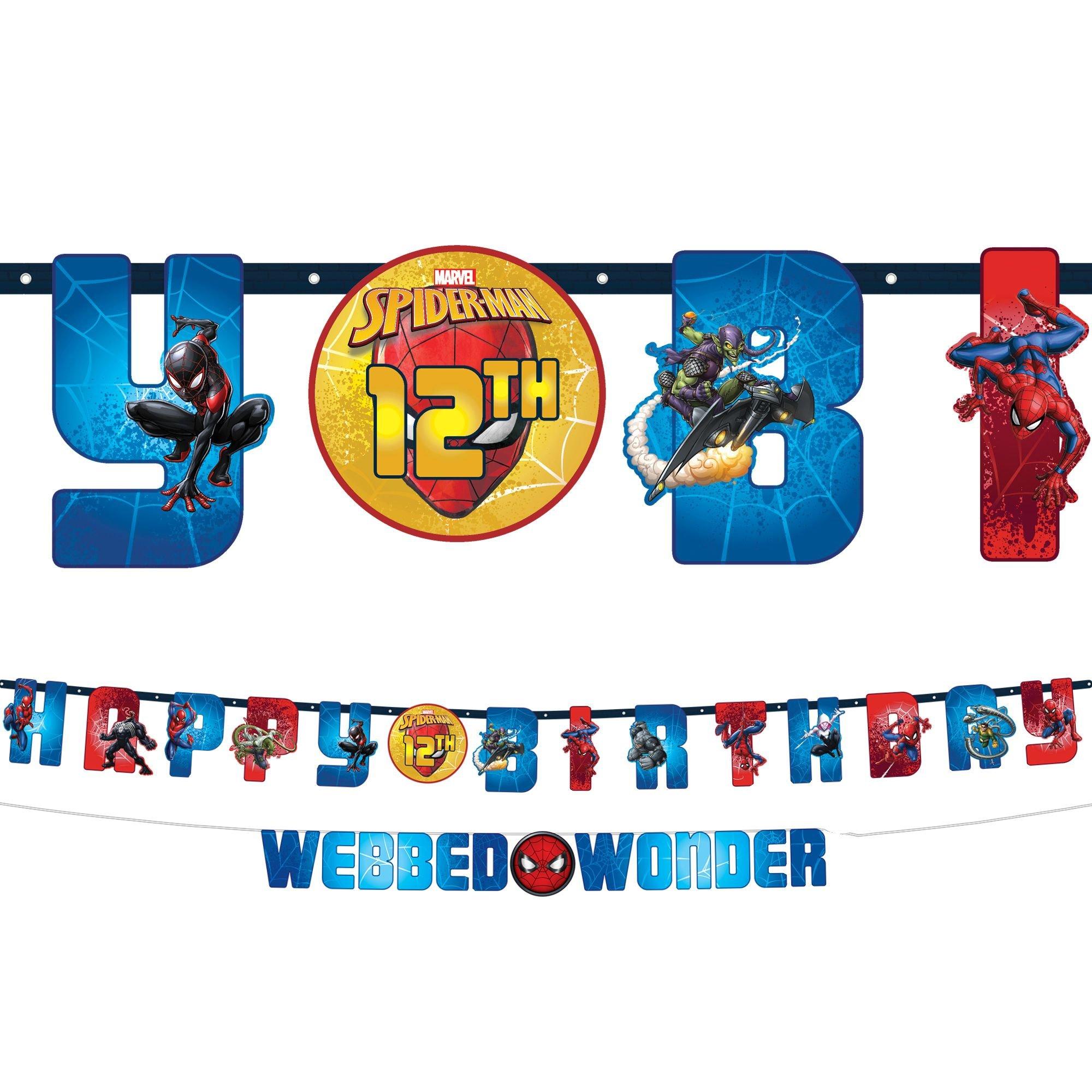 Spider-Man Webbed Wonder Add an Age Birthday Banner Set, 2pc