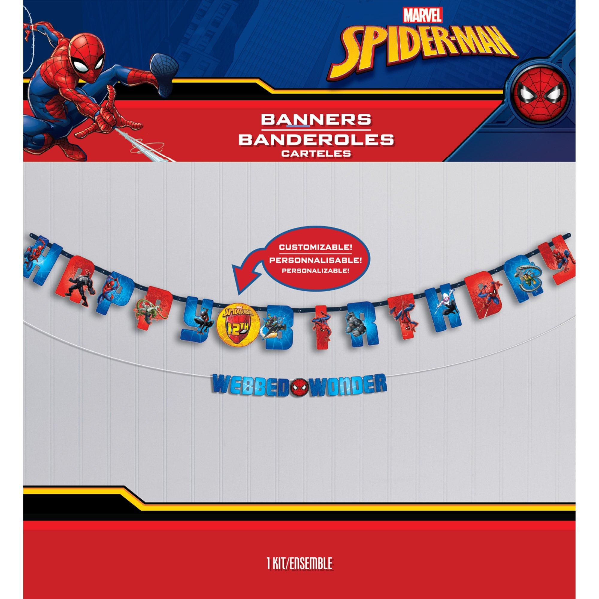 Spider-Man Webbed Wonder Add an Age Birthday Banner Set, 2pc