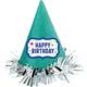 Glitter Green Birthday Cardstock & Tinsel Party Hat, 6.25in x 8.25in
