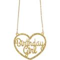 Glitter Gold Birthday Girl Metal & Plastic Pendant Chain Necklace, 25in