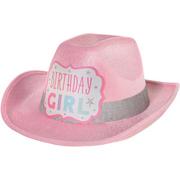 Glitter Pastel Party Birthday Girl Fabric & Cardstock Cowboy Hat, 13in x 5in