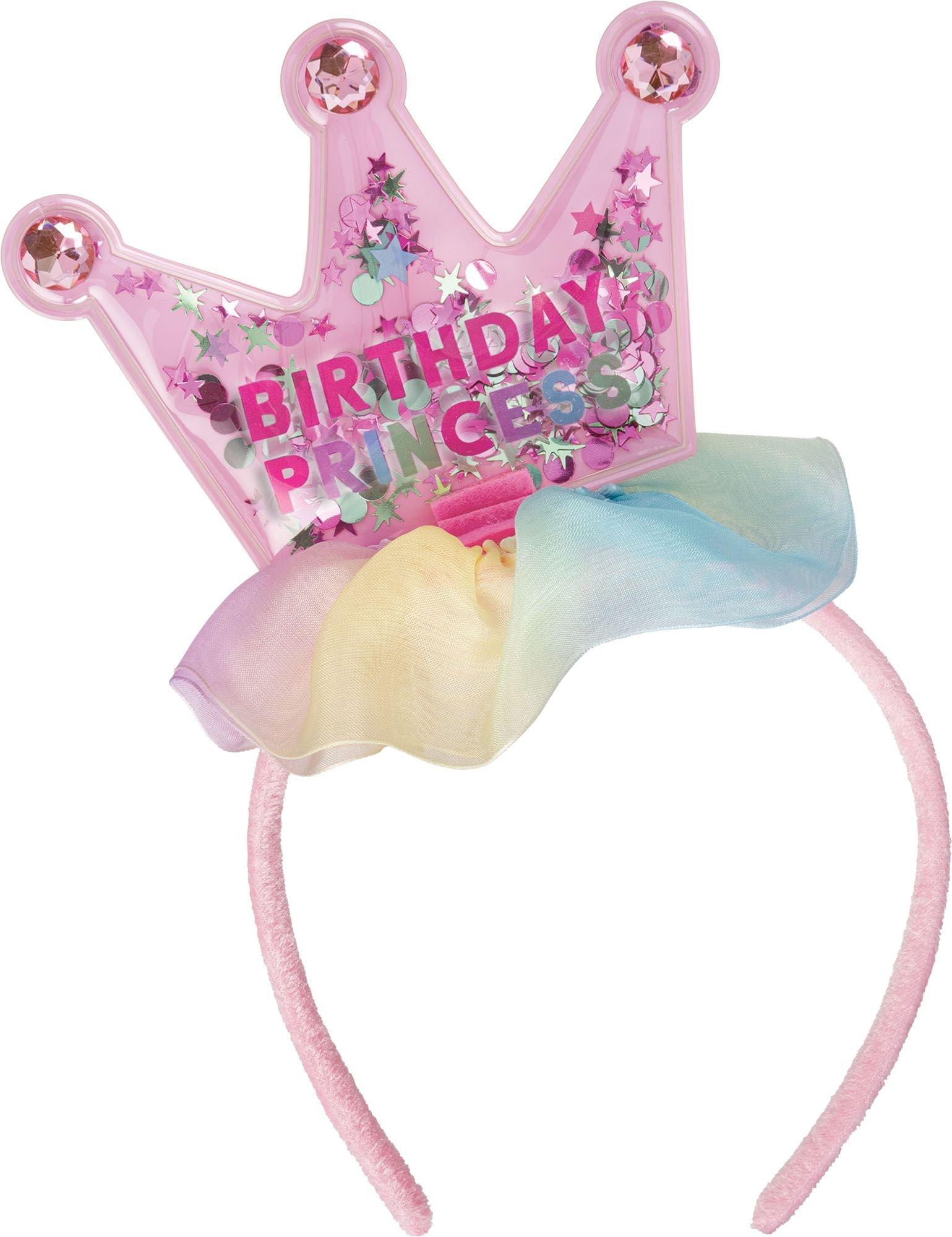 Glitter Pastel Party Birthday Princess Fabric & Plastic Headband, 7.2in ...