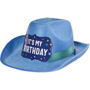 Blue It's My Birthday Fabric & Cardstock Cowboy Hat, 13in x 5in