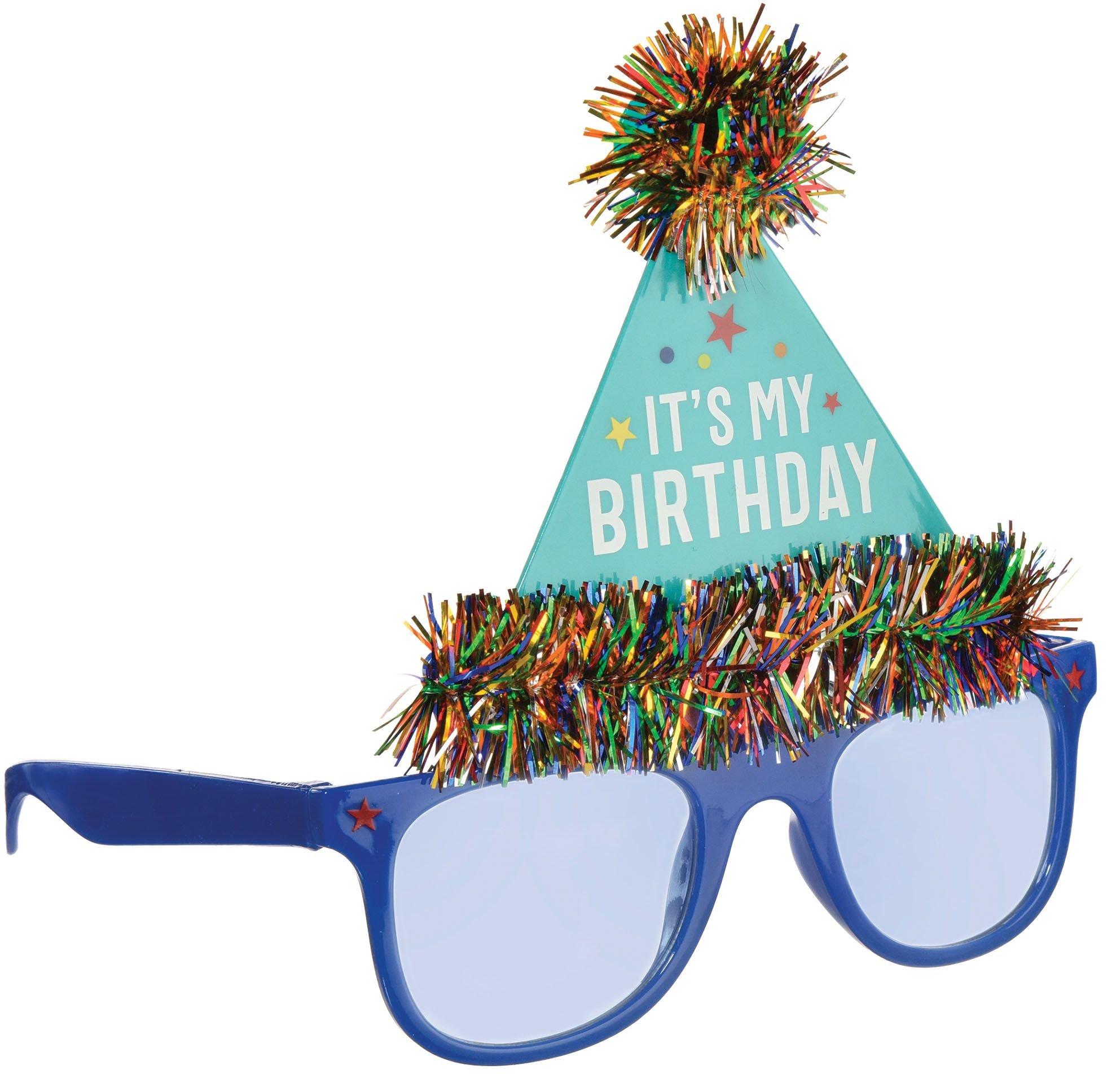 Tinsel It s My Birthday Party Hat Plastic Sunglasses 5.9in x 6in Party City