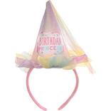 Glitter Pastel Party Birthday Princess Party Hat Fabric & Plastic Headband, 9in
