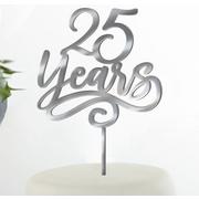 Silver 25 Years Anniversary Cake Topper