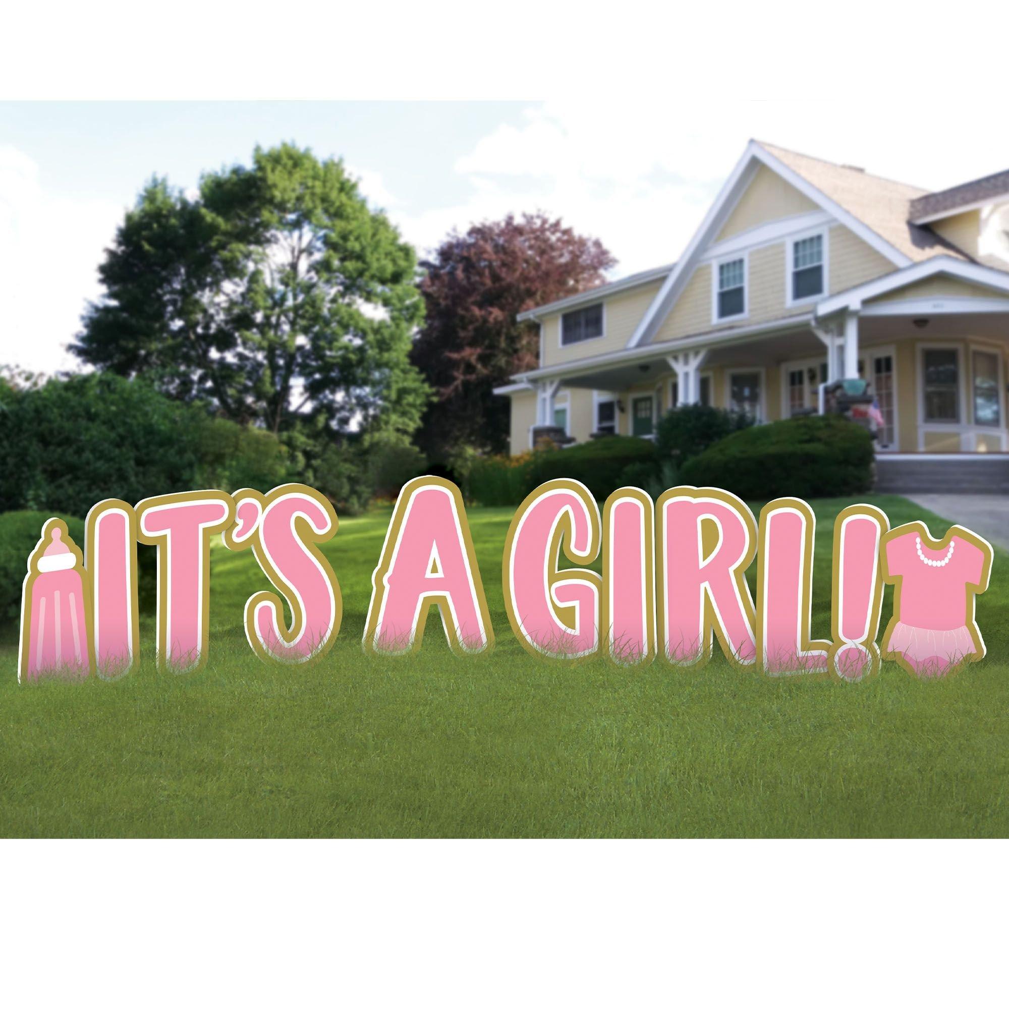 It's A Girl Plastic Yard Sign Phrase Set, 27in Letters