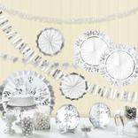Metallic Silver & White 25th Anniversary Room Decorating Kit, 10pc