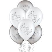 Silver & White 25th Anniversary Latex Balloons, 12in, 15ct
