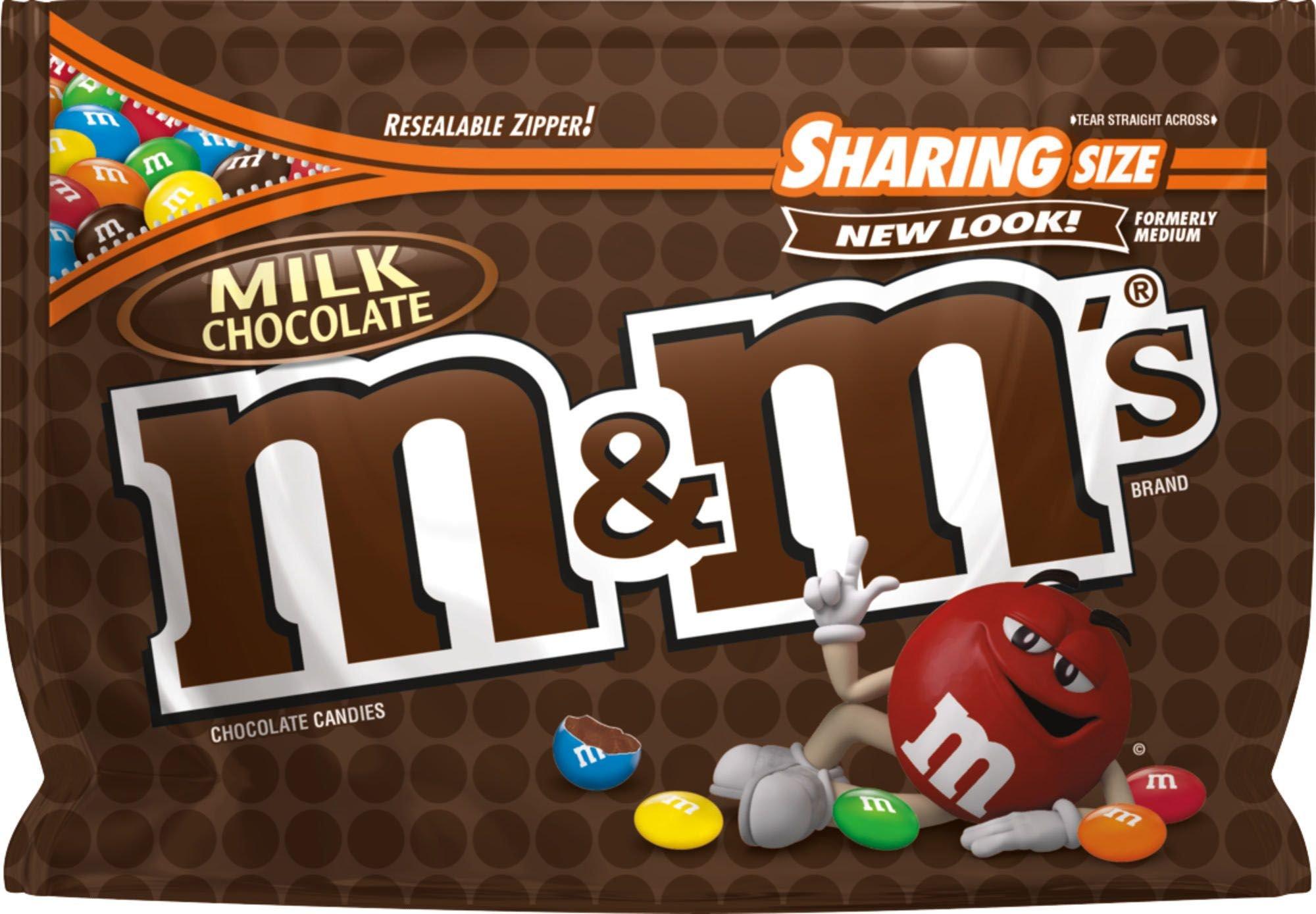 M&M's Milk Chocolate Candies Fun Size Pouches Bag, 21pc