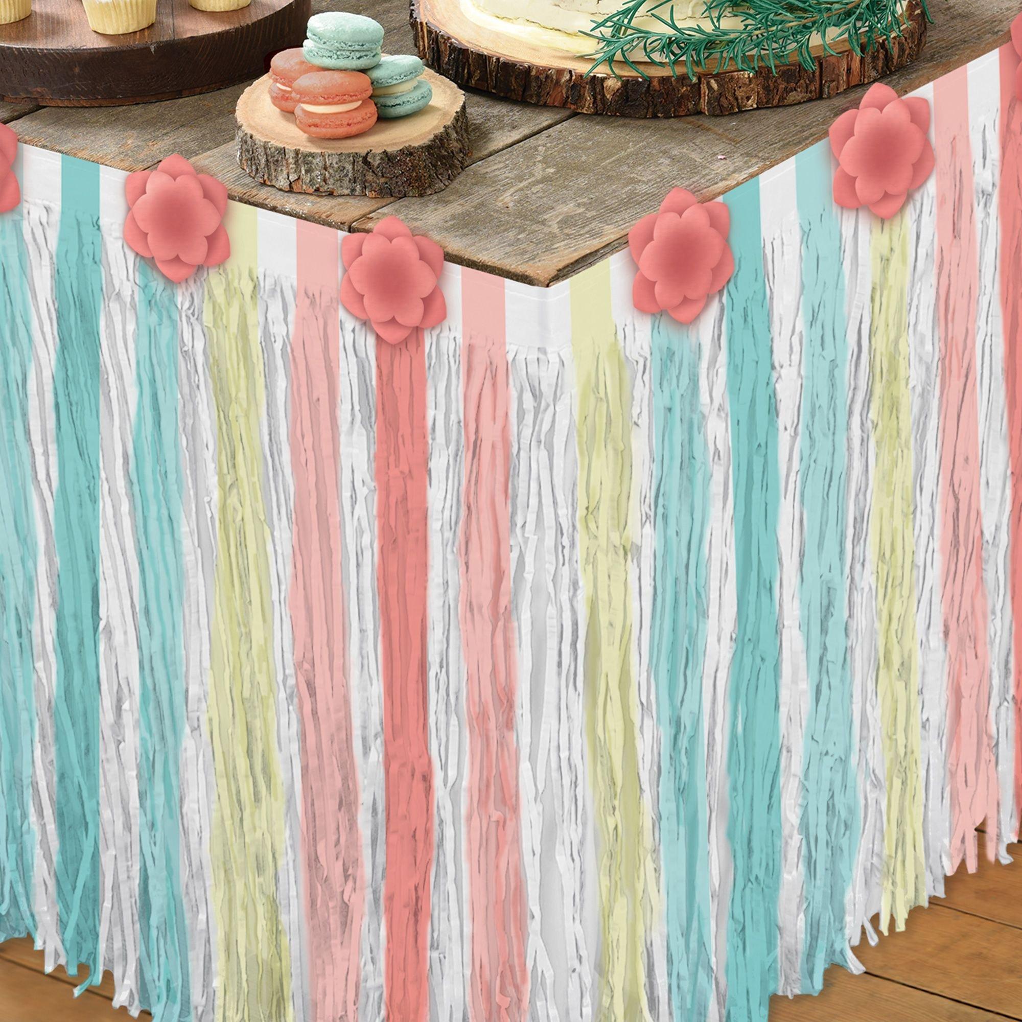 Free Spirit Boho Fringe Paper & Fabric Table Skirt, 10ft