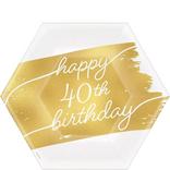 Metallic Golden Age Happy 40th Birthday Hexagonal Paper Dessert Plate, 7in, 8ct
