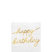 Metallic Golden Age Happy Birthday Paper Beverage Napkin, 5in, 16ct