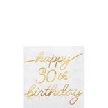 Metallic Golden Age Happy 30th Birthday Paper Beverage Napkin, 5in, 16ct