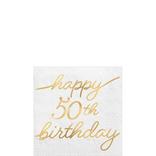 Metallic Golden Age Happy 50th Birthday Paper Beverage Napkin, 5in, 16ct