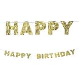 Metallic Golden Age Happy Birthday Fringe Foil Letter Banner, 7.8ft