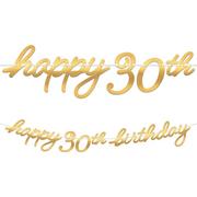 Metallic Golden Age Happy 30th Birthday Cardstock Letter Banner, 12ft