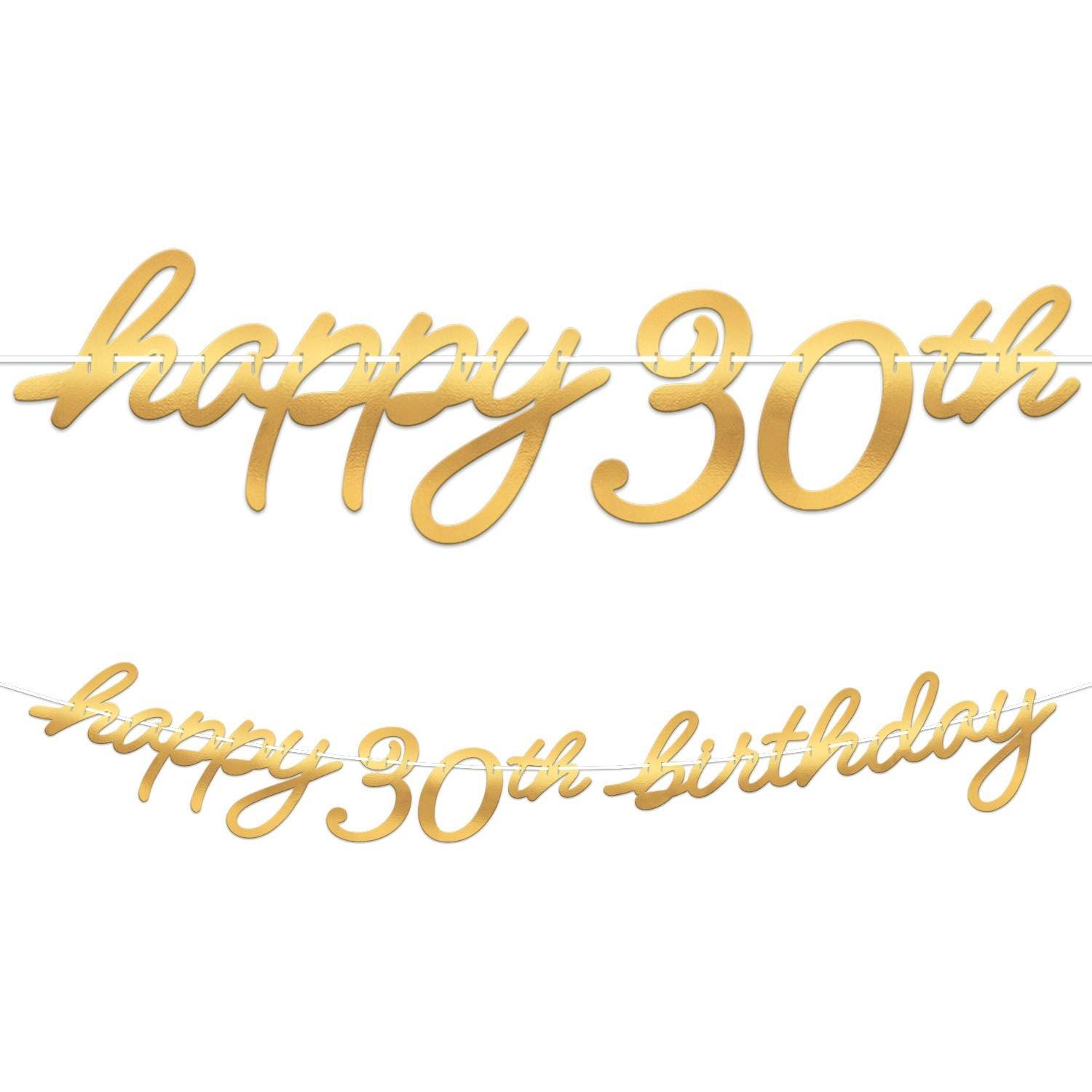 Metallic Golden Age Happy 30th Birthday Cardstock Letter Banner, 12ft