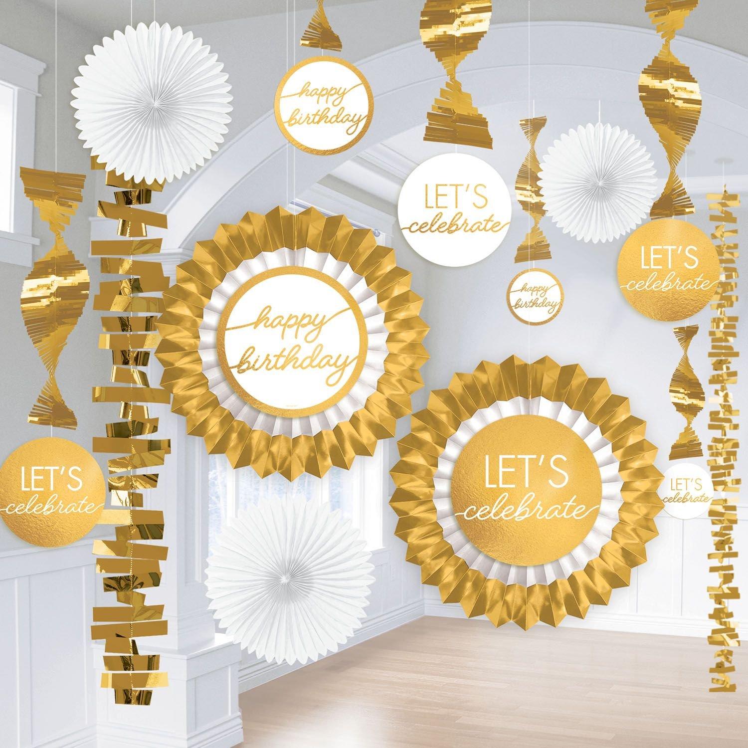 Metallic Golden Age Birthday Foil & Paper Room Decorating Kit ...