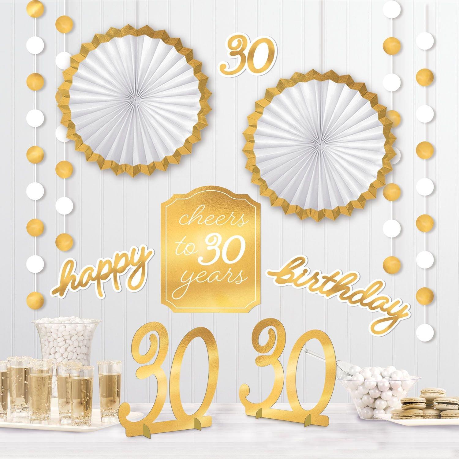 Metallic Golden Age 30th Birthday Room Decorating Kit, 12pc ...