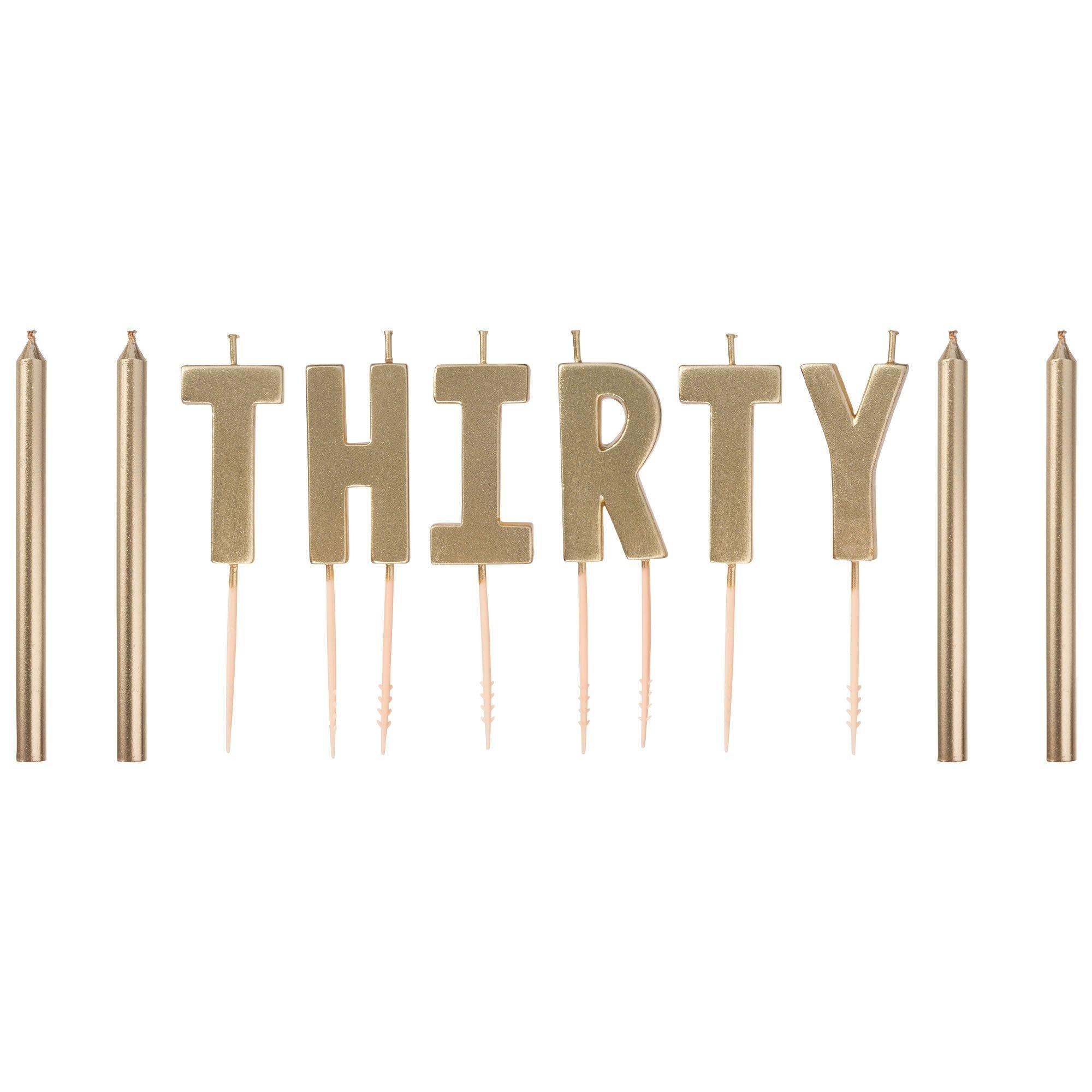Metallic Golden Age Thirty Birthday Candles, 10pc Party City