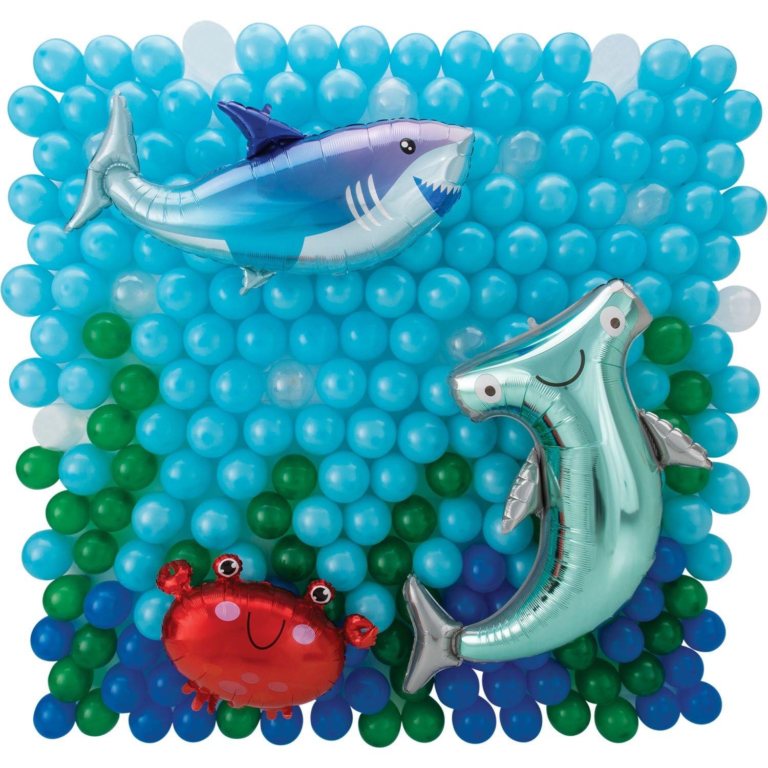Air-Filled Sea Crab & Shark Foil & Latex Balloon Backdrop Kit, 6.25ft x 5.9ft