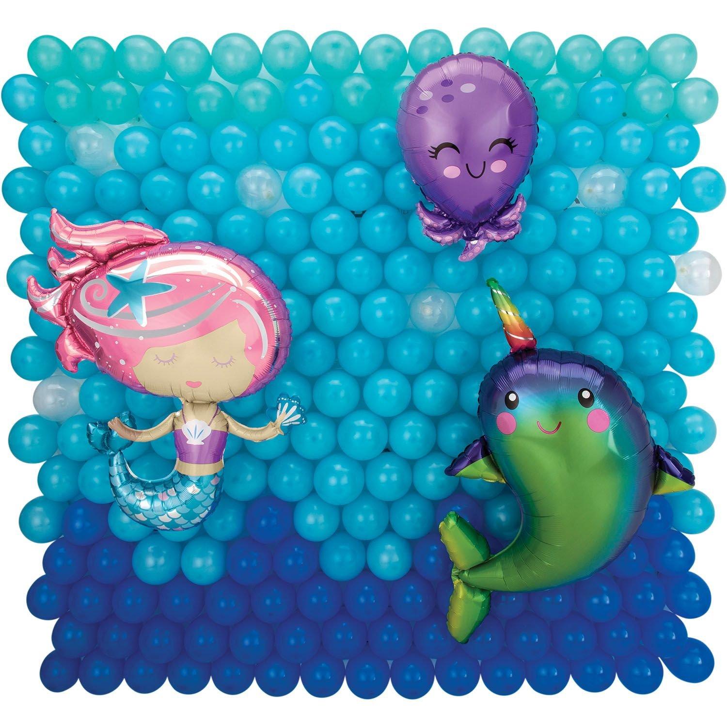 Underwater Mermaid, Narwhal & Octopus Balloon Backdrop | 1 ct