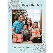 Custom Blue Snowflake Holiday Photo Cards