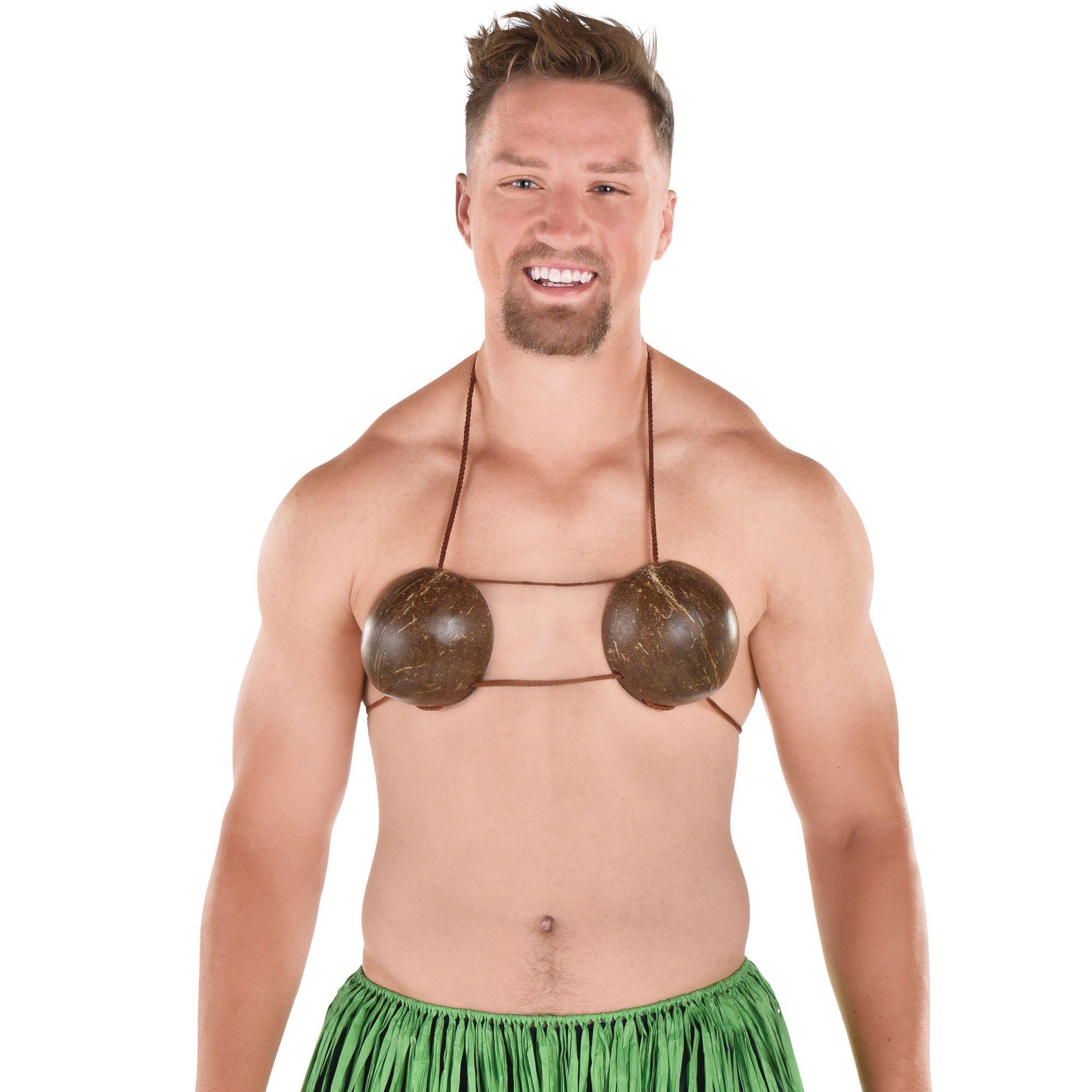 Amscan Real Brown Coconut Bra - One Size Fits Most (Pack of 6) - Fun &  Tropical Novelty Accessory