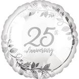 Silver 25th Anniversary Foil Balloon, 17in