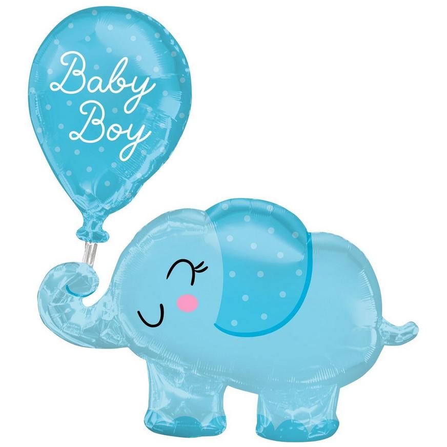** 8 BOYS BABY SHOWER LATEX BALLOONS BLUE ELEPHANT PARTY DECORATION HELIUM 