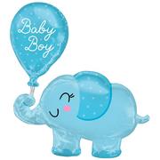 Blue Elephant Baby Boy Foil Balloon, 29in x 31in
