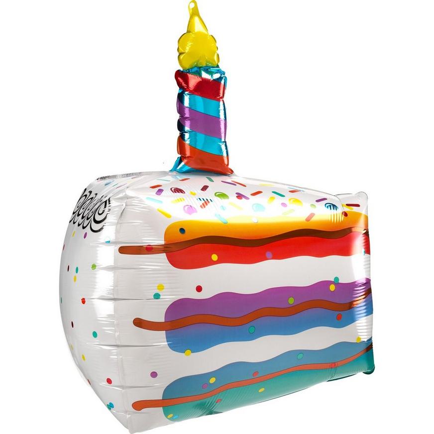 Multicolor Birthday Cake Slice Balloon, 19in x 25in