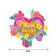 Painted Flowers Happy Birthday Heart Foil Balloon, 27in