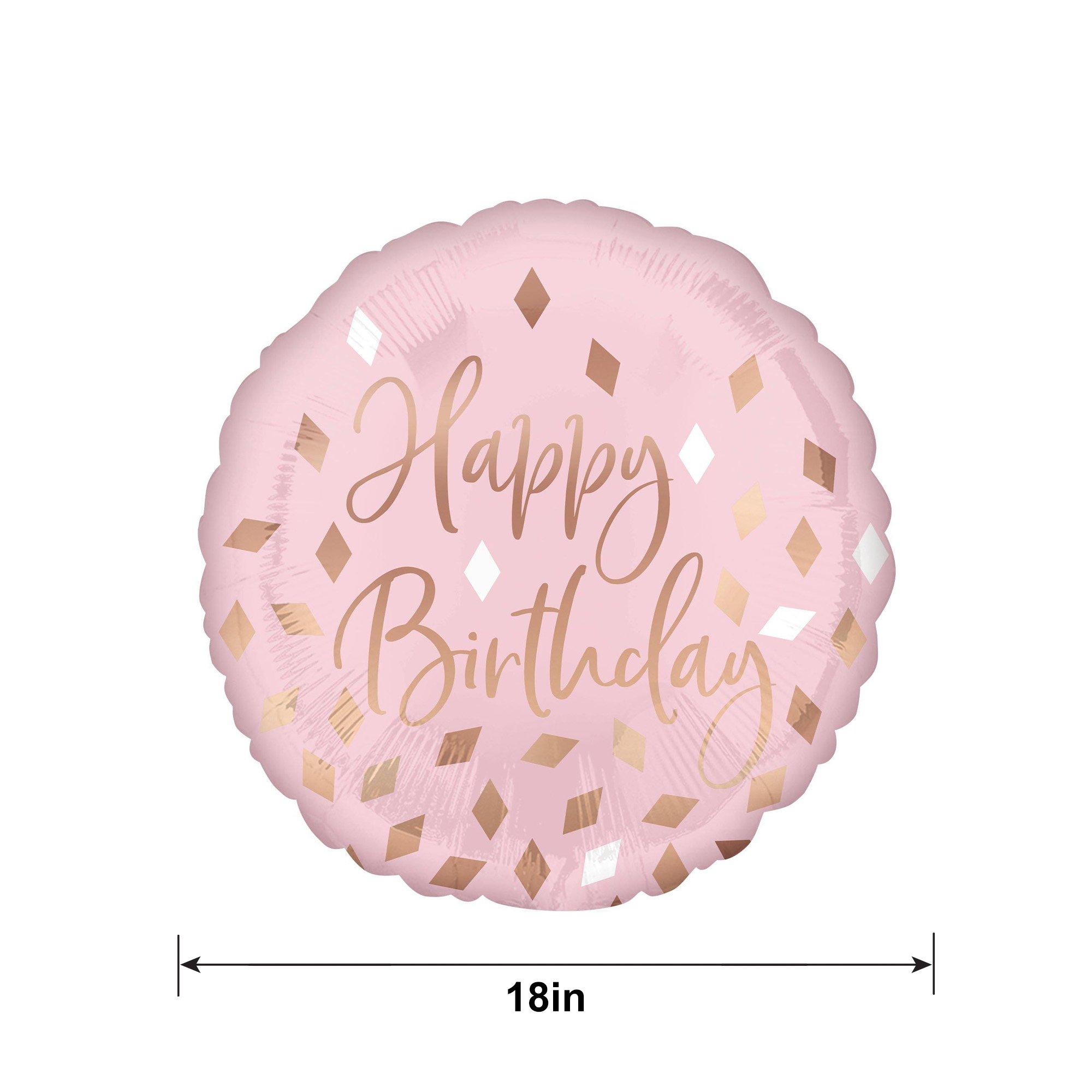 Metallic Blush Happy Birthday Foil Balloon, 18in