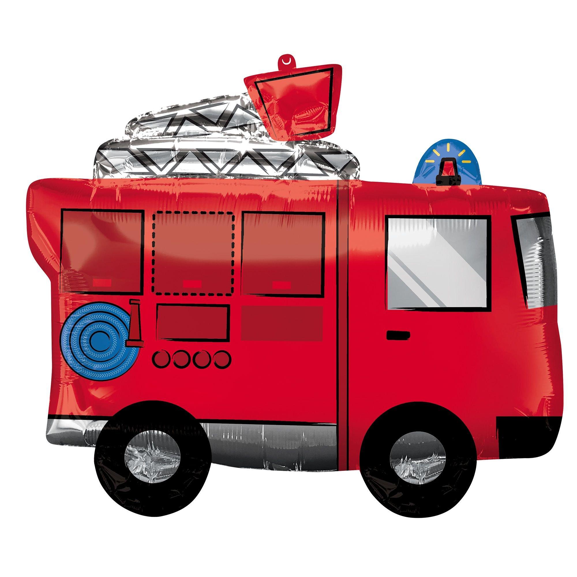 Fire Truck Foil Balloon, 26in x 22in - First Responders