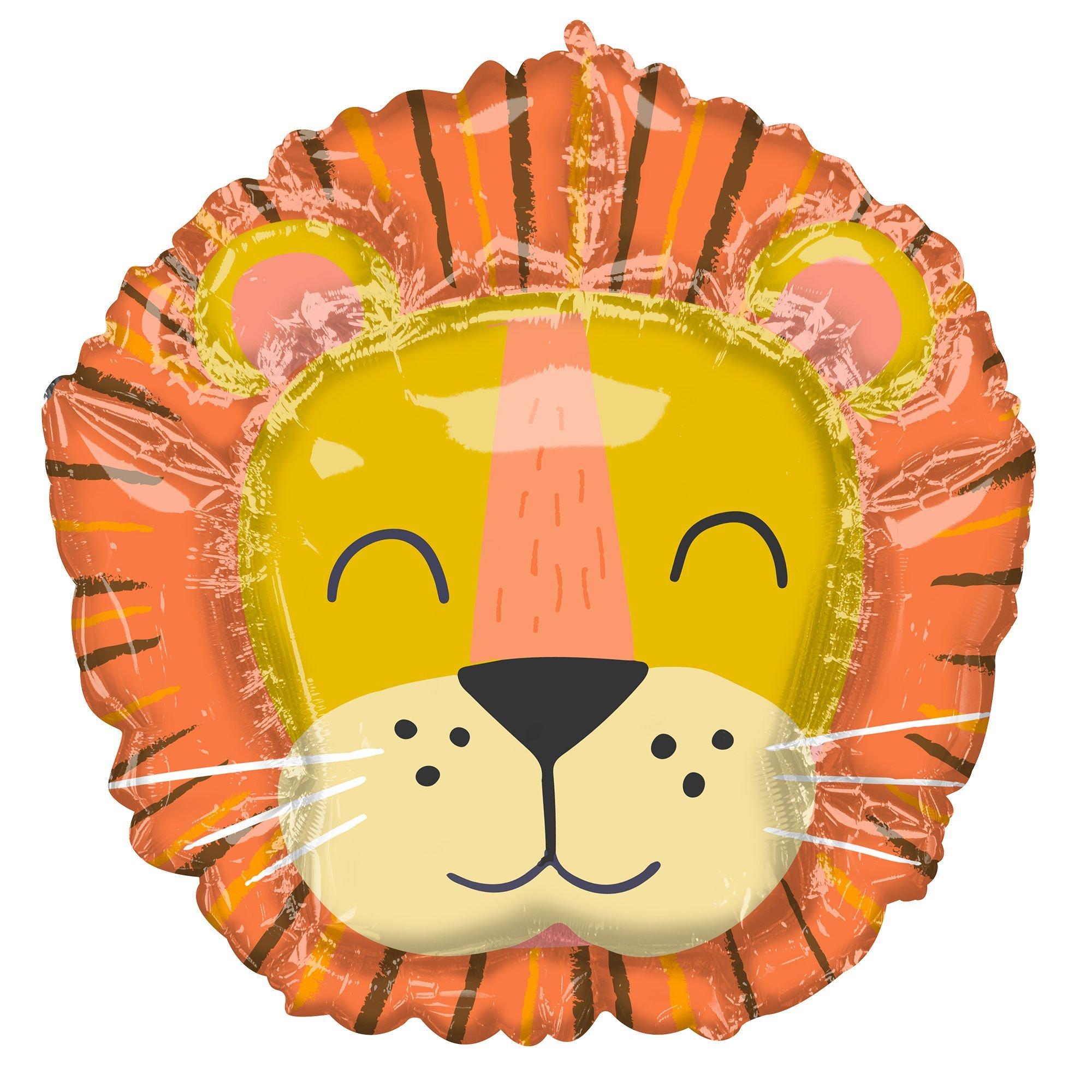 Lion Foil Balloon, 28in x 27in Get Wild Party City