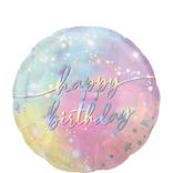 Iridescent Luminous Happy Birthday Foil Balloon, 18in