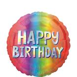 Rainbow Iridescent Happy Birthday Foil Balloon, 18in