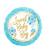 Blue Floral & Geometric Sweet Baby Boy Foil Balloon, 18in