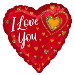 Red & Gold I Love You Heart Foil Balloon, 28in