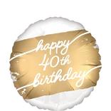 Satin Golden Age Happy 40th Birthday Foil Balloon, 18in