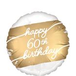 Satin Golden Age Happy 60th Birthday Foil Balloon, 18in