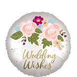 Satin Floral Wedding Wishes Foil Balloon, 18in