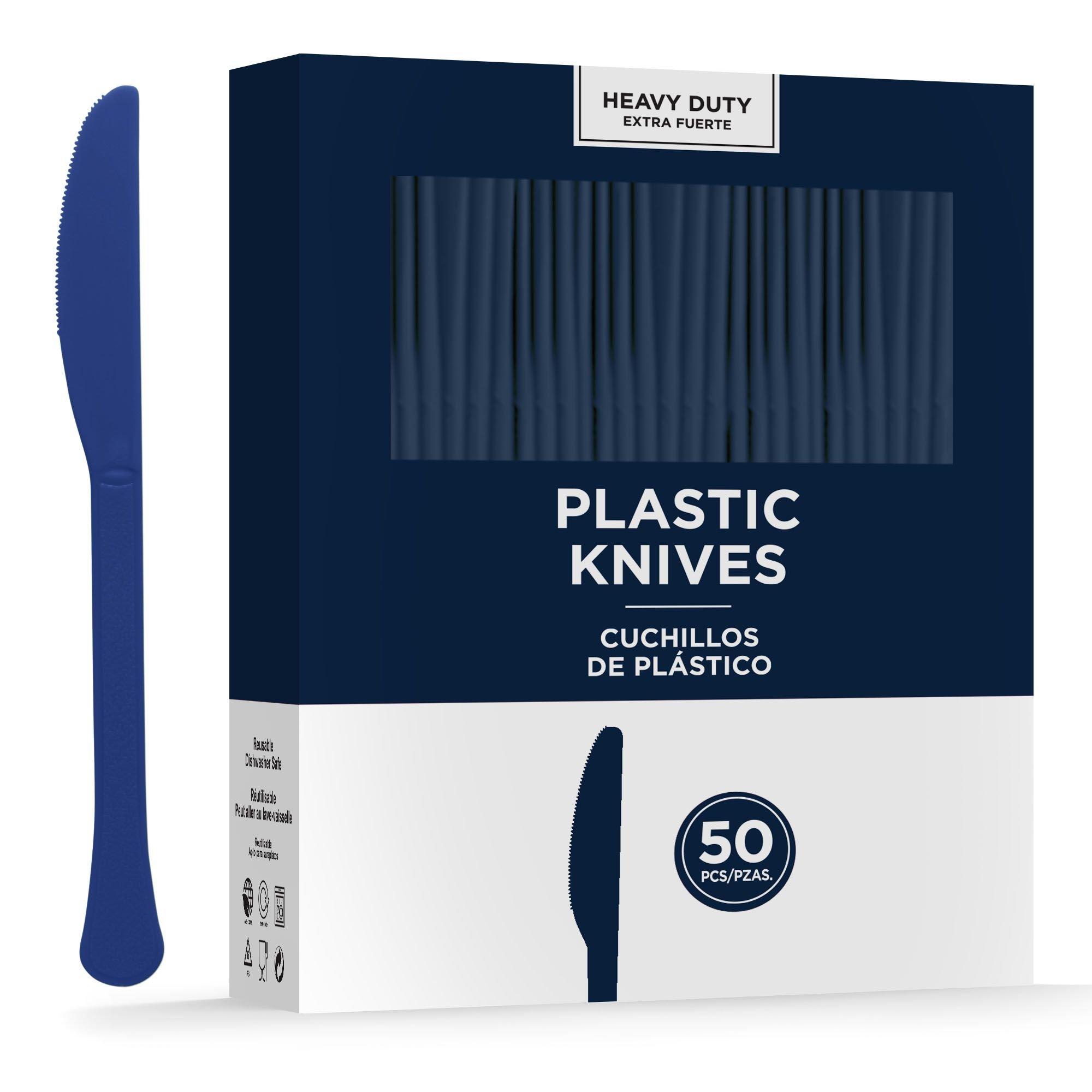 True Navy Heavy-Duty Plastic Knives, 50ct