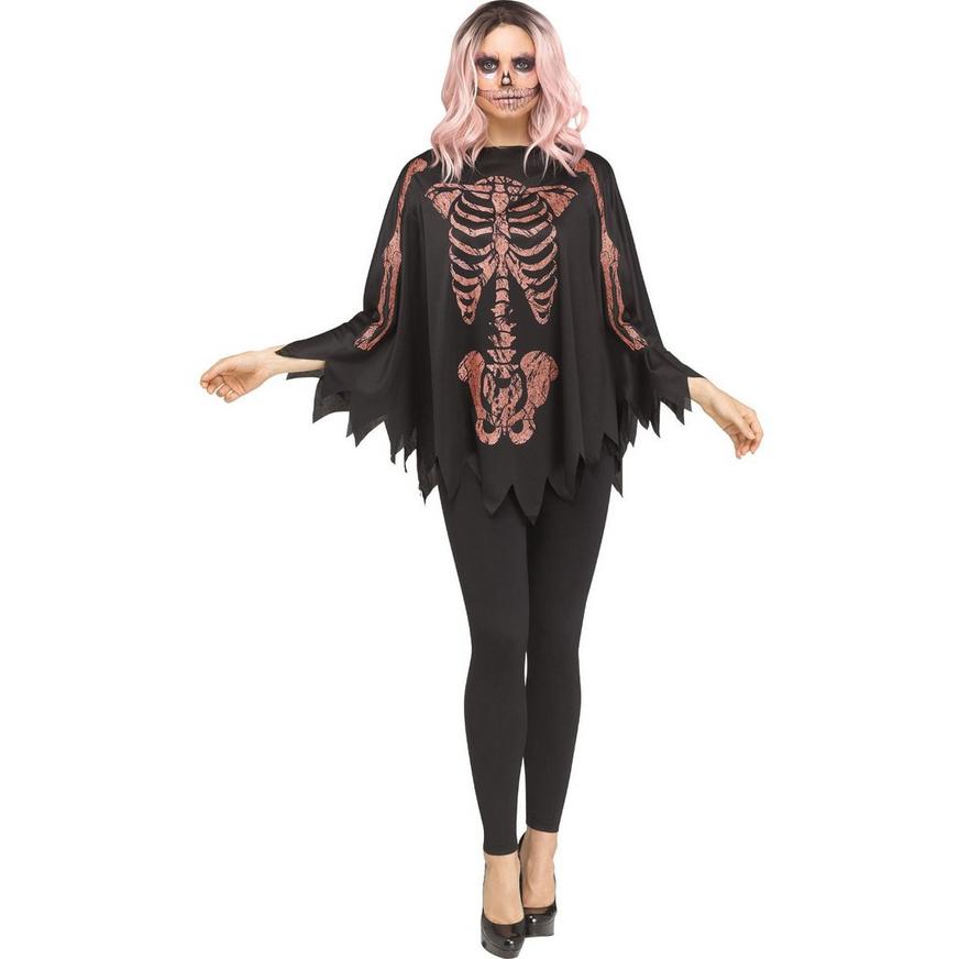 Rose Gold Skeleton Poncho for Adults