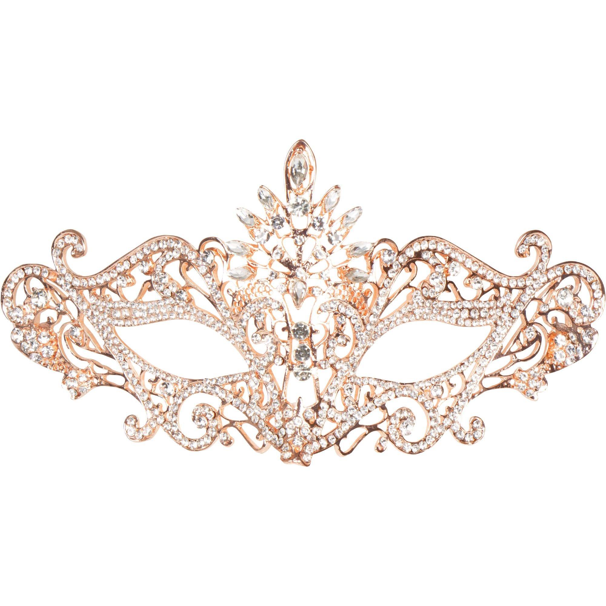 Rhinestone Rose Gold Metal Masquerade Mask