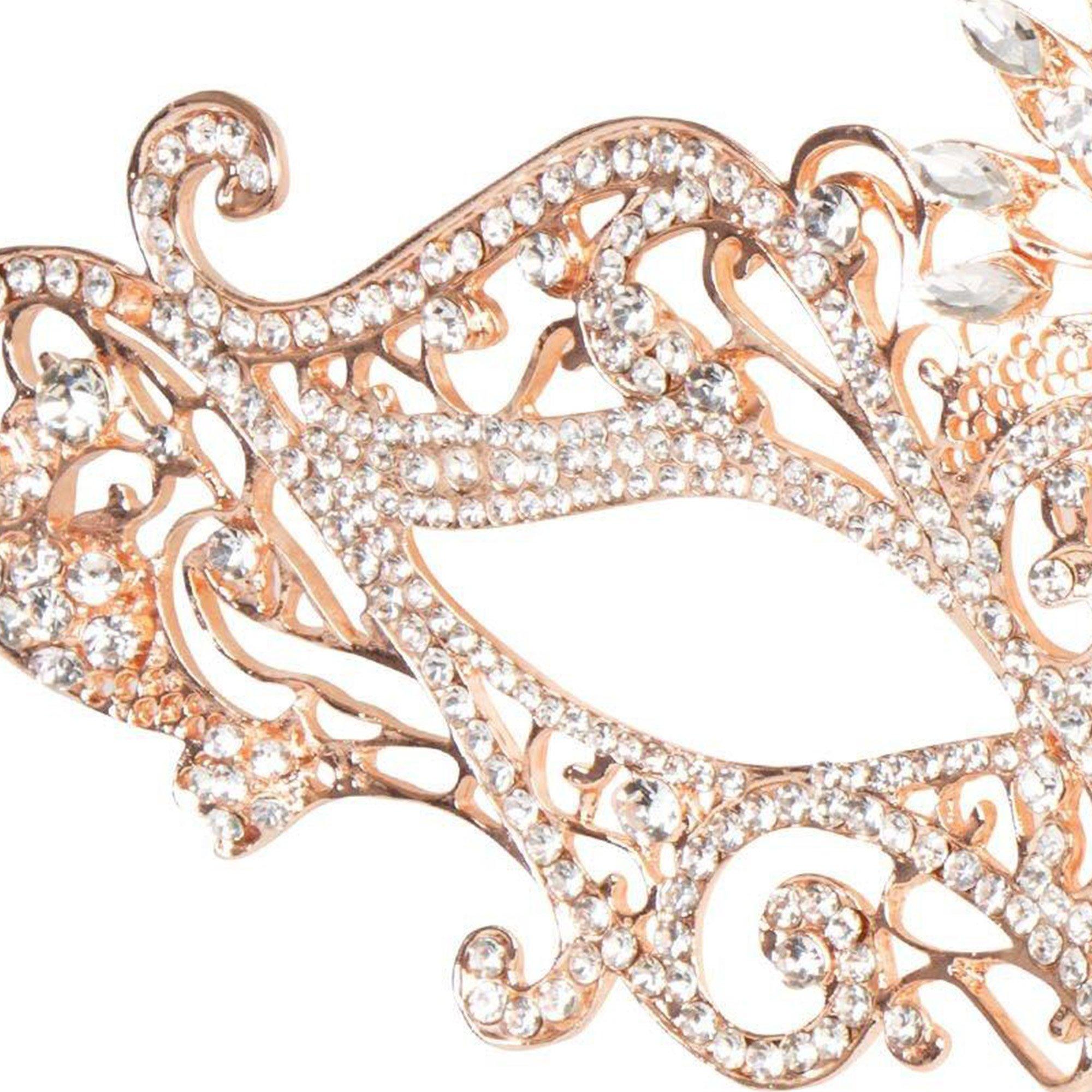 Rhinestone Rose Gold Metal Masquerade Mask