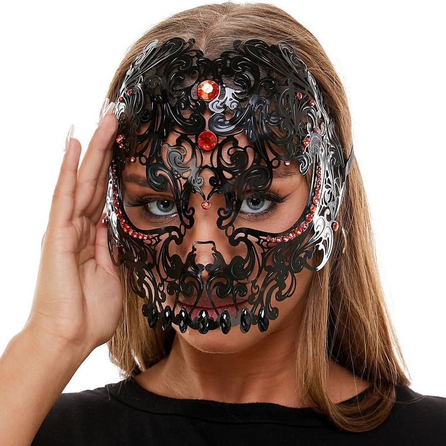 Filigree Black Skull Metal Mask