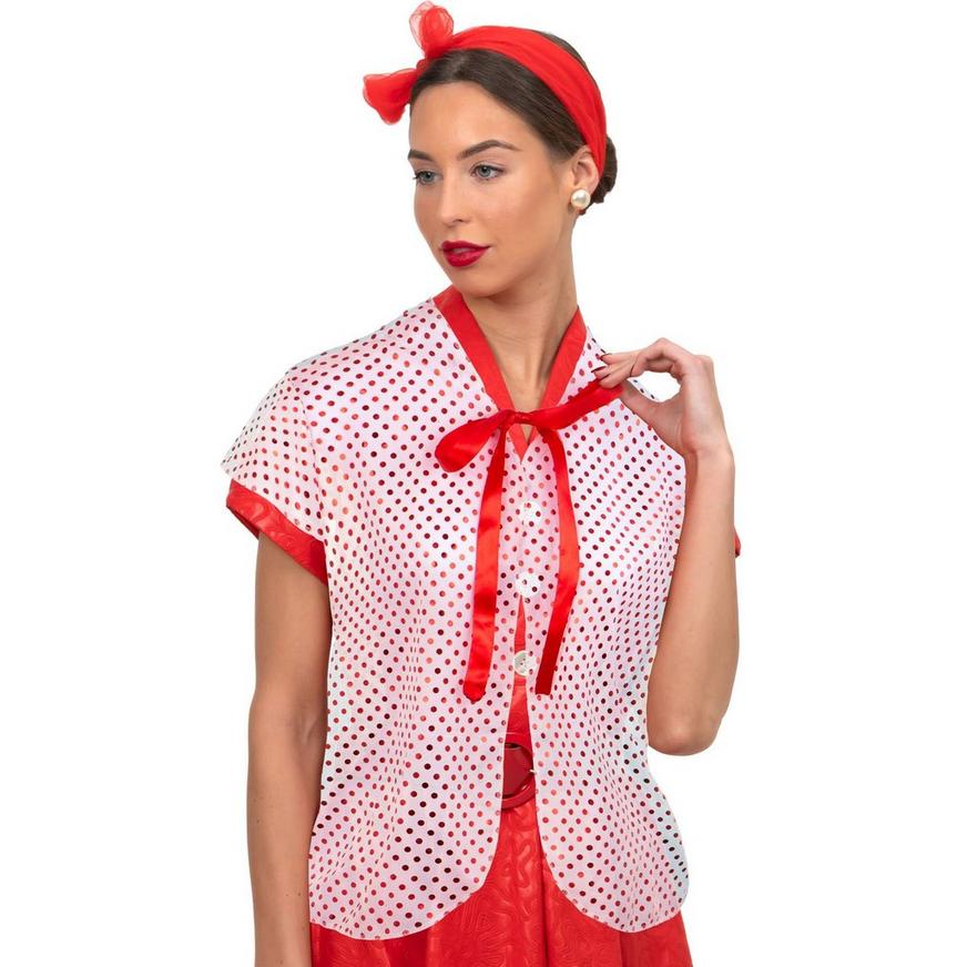 50s Red & White Polka Dot Capelet for Adults